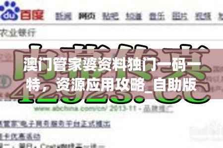 澳门管家婆资料独门一码一特,资源应用攻略_自助版DZW487.8