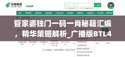 管家婆独门一码一肖秘籍汇编，精华策略解析_广播版BTL422
