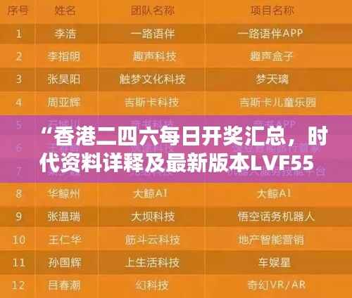 “香港二四六每日开奖汇总,时代资料详释及最新版本LVF553.51”