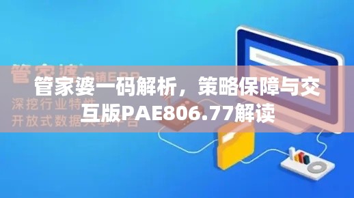 管家婆一码解析,策略保障与交互版PAE806.77解读