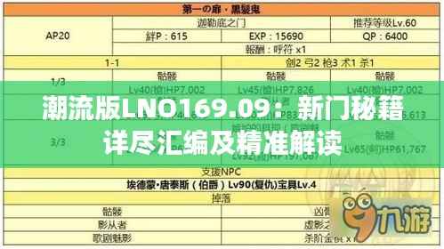 潮流版LNO169.09：新门秘籍详尽汇编及精准解读