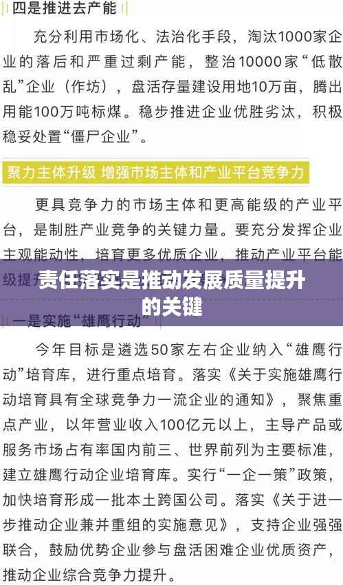 责任落实是推动发展质量提升的关键