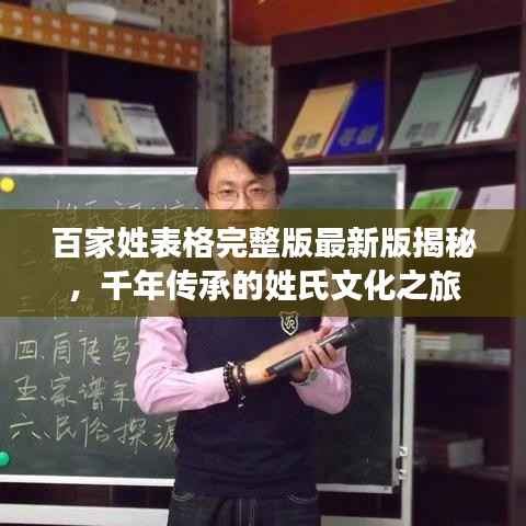 百家姓表格完整版最新版揭秘,千年传承的姓氏文化之旅